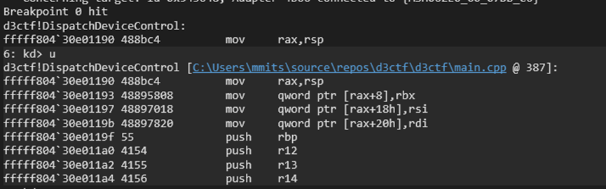break on DeviceIoControl